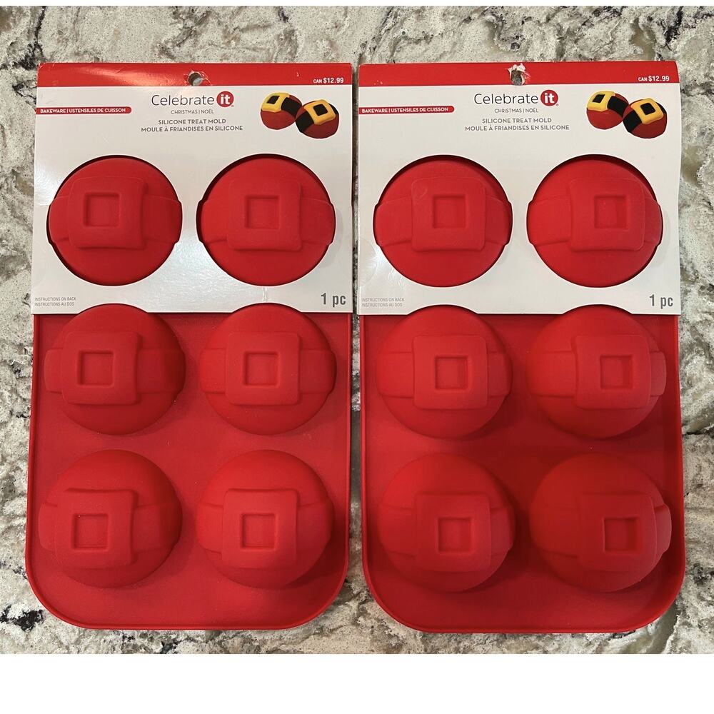 Celebrate It Christmas Noel Red Santa Belly Silicon Candy Molder Set of 2 NEW